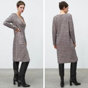 ZARA Textured Midi Sweater Dress Cardigan BNWT